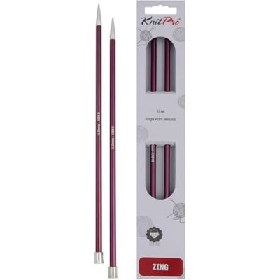 KnitPro Zing Lange Nadeln 10" (25cm) 6mm KnitPro Zing Lange Nadeln 10" (25cm) 6mm