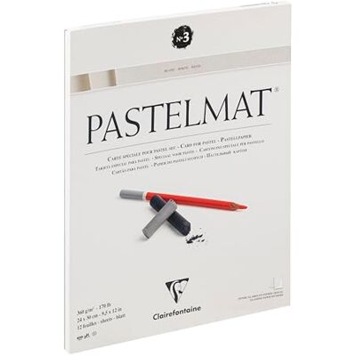 Clairefontaine 96028C kreslicí blok Pastelmat (lepený na hlavě, 12 listů, 24 x 30 cm, 360 g, se 4 transparentními dělicími listy, speciální karton ideální pro pastely a křídy) bílý Clairefontaine 96028C kreslicí blok Pastelmat (lepený na hlavě, 12 listů, 24 x 30 cm, 360 g, se 4 transparentními dělicími listy, speciální karton ideální pro pastely a křídy) bílý