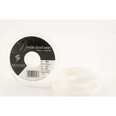 Berisfords 3501 Doppelseitiges Satinband, 20 m x 10 mm, Hochzeitsweiß Berisfords 3501 Doppelseitiges Satinband, 20 m x 10 mm, Hochzeitsweiß