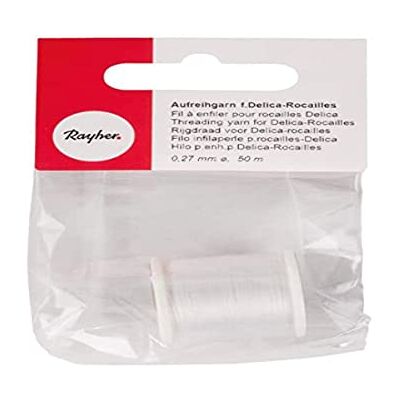 Rayher Hobby 89300100 řadová příze pro rocailles, sněhově bílá, cívka 50 m, tloušťka 0,27 mm ø, ideální pro Delicailles 1,6 mm, perlová příze 100% nylon, extrémně tenká a odolná proti roztržení Rayher Hobby 89300100 řadová příze pro rocailles, sněhově bílá, cívka 50 m, tloušťka 0,27 mm ø, ideální pro Delicailles 1,6 mm, perlová příze 100% nylon, extrémně tenká a odolná proti roztržení