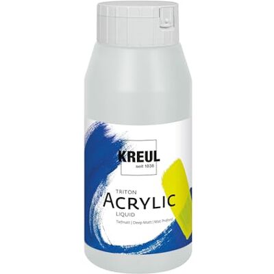KREUL 17029 Triton Acrylic Liquid stříbro 750 ml, vysoce kvalitní umělecká akrylová barva ve studiové kvalitě s lehce tekoucím charakterem, sytě matná rychleschnoucí KREUL 17029 Triton Acrylic Liquid stříbro 750 ml, vysoce kvalitní umělecká akrylová barva ve studiové kvalitě s lehce tekoucím charakterem, sytě matná rychleschnoucí