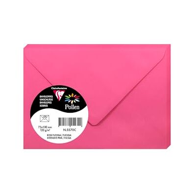Clairefontaine 5570C – balení s 20 obálkami pylu, mini 7,5 × 10 cm, 120 g, ideální pro vaše pozvánky a korespondenci, fuchsia, 1 balení Clairefontaine 5570C – balení s 20 obálkami pylu, mini 7,5 × 10 cm, 120 g, ideální pro vaše pozvánky a korespondenci, fuchsia, 1 balení