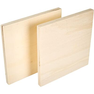 Artemio 14002351 Set mit 2 Platten, quadratisch, Holz, Beige, 15 x 1,2 x 15 cm Artemio 14002351 Set mit 2 Platten, quadratisch, Holz, Beige, 15 x 1,2 x 15 cm