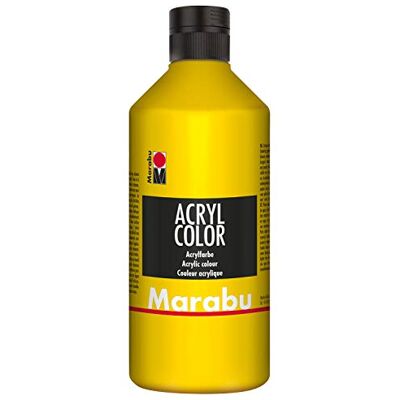Marabu 12010075019 Akrylová barva žlutá 500 ml, krémová akrylová barva na vodní bázi, rychleschnoucí, stálá na světle, voděodolná, k nanášení štětcem a houbou na plátno, papír a dřevo Marabu 12010075019 Akrylová barva žlutá 500 ml, krémová akrylová barva na vodní bázi, rychleschnoucí, stálá na světle, voděodolná, k nanášení štětcem a houbou na plátno, papír a dřevo