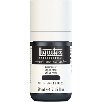 Liquitex 1959310 Professional akrylová barva Soft Body – umělecká barva v krémově krycí konzistenci, vysoká pigmentace, světlostálá a odolná proti stárnutí, 59ml láhev – Paynes šedá Liquitex 1959310 Professional akrylová barva Soft Body – umělecká barva v krémově krycí konzistenci, vysoká pigmentace, světlostálá a odolná proti stárnutí, 59ml láhev – Paynes šedá