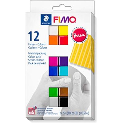 Staedtler Modelovací hmota FIMO soft v základních barvách, měkká a hebká, speciálně pro začátečníky a amatérské umělce, 12 polobloků á 25 g v tříděných barvách, 8023 C12-1 Staedtler Modelovací hmota FIMO soft v základních barvách, měkká a hebká, speciálně pro začátečníky a amatérské umělce, 12 polobloků á 25 g v tříděných barvách, 8023 C12-1