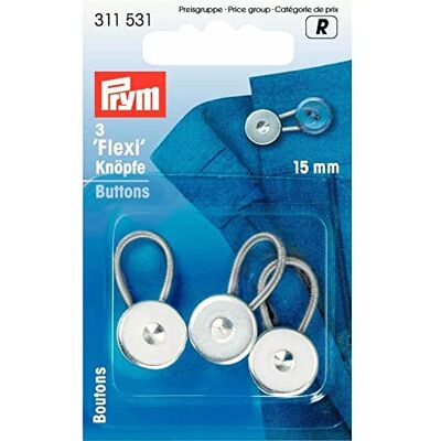 Prym 311531 Flexi-tlačítka s poutkem 15 mm, stříbrná Prym 311531 Flexi-tlačítka s poutkem 15 mm, stříbrná