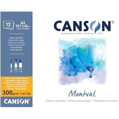 Canson Montval Blok jednostranně lepený, DIN A3, 12 listů, 300 g/m² Canson Montval Blok jednostranně lepený, DIN A3, 12 listů, 300 g/m²