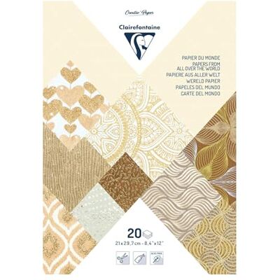 Clairefontaine 95096C blok lepený 20 archy papíru z celého světa (21 x 29,7 cm, vhodný pro scrapbooking) 1 balení hnědý Clairefontaine 95096C blok lepený 20 archy papíru z celého světa (21 x 29,7 cm, vhodný pro scrapbooking) 1 balení hnědý