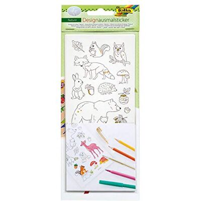Folia 1490 Designausmalsticker Nature, Papiersticker zum Ausmalen, mit Glitterapplikation, 4 Blatt mit verschiedenen Motiven sortiert, ca. 10 x 23 cm Folia 1490 Designausmalsticker Nature, Papiersticker zum Ausmalen, mit Glitterapplikation, 4 Blatt mit verschiedenen Motiven sortiert, ca. 10 x 23 cm