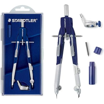 Staedtler Kružítko Mars Comfort 552 01, rychle nastavitelné kružítko, vyměnitelná jehla, sklopné stehno, průměr kružnice: 350 mm, délka: 170 mm, barva: modrá, stříbrná, pouzdro s víkem Staedtler Kružítko Mars Comfort 552 01, rychle nastavitelné kružítko, vyměnitelná jehla, sklopné stehno, průměr kružnice: 350 mm, délka: 170 mm, barva: modrá, stříbrná, pouzdro s víkem
