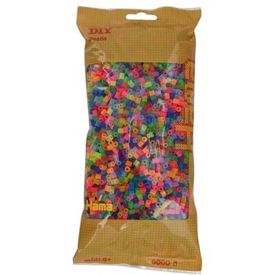Hama Perly 205-80 Nažehlovací perly sáček s cca 6 000 pestrými midi korálky pro kutily s průměrem 5 mm v neonovém průhledném mixu, kreativní zábava pro malé i velké Hama Perly 205-80 Nažehlovací perly sáček s cca 6 000 pestrými midi korálky pro kutily s průměrem 5 mm v neonovém průhledném mixu, kreativní zábava pro malé i velké