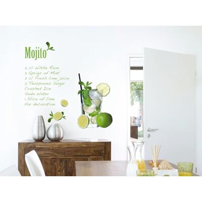 Komar Deco nálepka MOJITO 100 x 70 cm nástěnné tetování, nástěnný obraz, nálepka na zeď, nálepka na zeď, Walltattoo, koktejly, koktejlový recept, máta, limetka, kuchyň -17708h, zelená/žlutá Komar Deco nálepka MOJITO 100 x 70 cm nástěnné tetování, nástěnný obraz, nálepka na zeď, nálepka na zeď, Walltattoo, koktejly, koktejlový recept, máta, limetka, kuchyň -17708h, zelená/žlutá