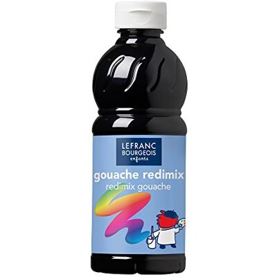 Lefranc Bourgeois 188017 tekutá tempera Redimix, zářivá barva kvašu na vodní bázi, vysoká krycí schopnost, vynikající malířské vlastnosti, připravená k použití, 500ml láhev černá Lefranc Bourgeois 188017 tekutá tempera Redimix, zářivá barva kvašu na vodní bázi, vysoká krycí schopnost, vynikající malířské vlastnosti, připravená k použití, 500ml láhev černá