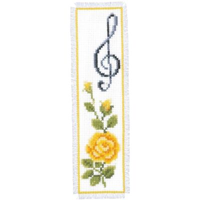 Vervaco Lesezeichen Kreuzstich Stickpackungen Gezählter Kreuzstich Rose mit Notenschlüssel DIY Set Erwachsene Sticken Lesen Zubehör Geschenk Zählmusterpackung ca. 6 x 20 cm Stickset für Anfänger Vervaco Lesezeichen Kreuzstich Stickpackungen Gezählter Kreuzstich Rose mit Notenschlüssel DIY Set Erwachsene Sticken Lesen Zubehör Geschenk Zählmusterpackung ca. 6 x 20 cm Stickset für Anfänger
