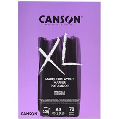 Canson XL popisovač, polotransparentní, velmi hladký kreslicí papír, 70 g/m², na krátké straně lepený blok, DIN A3, 29,7 x 42 cm, extra bílá, 100 listů Canson XL popisovač, polotransparentní, velmi hladký kreslicí papír, 70 g/m², na krátké straně lepený blok, DIN A3, 29,7 x 42 cm, extra bílá, 100 listů