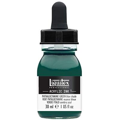Liquitex 4260317 tekuté profesionální akrylové barvy inkoust, tuš, 30 ml, vysoce pigmentovaná airbrush barva, ftalokyanová zelená modrá Liquitex 4260317 tekuté profesionální akrylové barvy inkoust, tuš, 30 ml, vysoce pigmentovaná airbrush barva, ftalokyanová zelená modrá