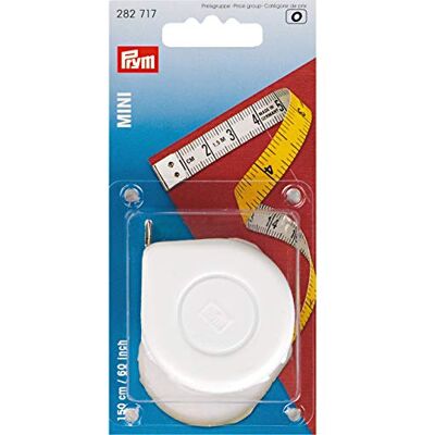 Prym 282717 Rollbandmaß Mini 150 cm 60 inch, Gelb, Weiß Prym 282717 Rollbandmaß Mini 150 cm 60 inch, Gelb, Weiß
