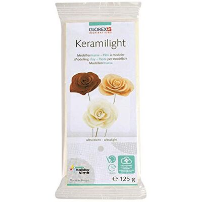 GLOREX 6 8070 502 Keramilight, 125 g v bílé, ultralehká, na vzduchu schnoucí modelovací hmota, tvrzená extrémně lehká a tvrdá, ideální pro filigránské díly GLOREX 6 8070 502 Keramilight, 125 g v bílé, ultralehká, na vzduchu schnoucí modelovací hmota, tvrzená extrémně lehká a tvrdá, ideální pro filigránské díly