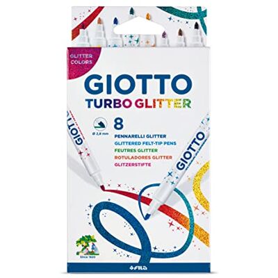 GIOTTO Fixy 4258 00 Turbo Glitter, pouzdro, sada 8 ks, různé barvy, Barva GIOTTO Fixy 4258 00 Turbo Glitter, pouzdro, sada 8 ks, různé barvy, Barva