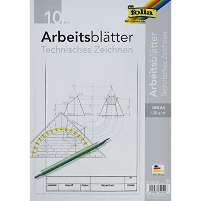 Folia 8204/10 – kreslicí papír, blok s pracovními listy pro technické kreslení, DIN A4, 10 listů, 120 g/m2, bílý, s předtištěným písmem Folia 8204/10 – kreslicí papír, blok s pracovními listy pro technické kreslení, DIN A4, 10 listů, 120 g/m2, bílý, s předtištěným písmem