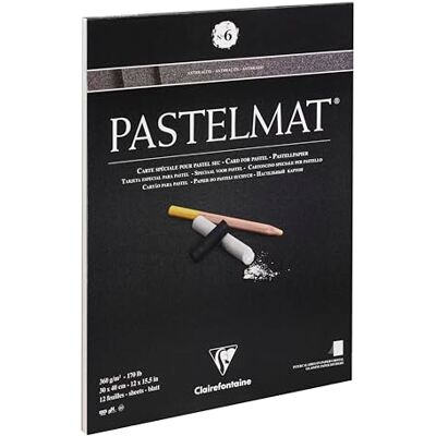 Clairefontaine 96050C kreslicí blok Pastelmat (lepený na hlavě, 12 listů, 30 x 40 cm, 360 g, se 4 transparentními dělicími listy, speciální karton ideální pro pastely a křídy) antracit Clairefontaine 96050C kreslicí blok Pastelmat (lepený na hlavě, 12 listů, 30 x 40 cm, 360 g, se 4 transparentními dělicími listy, speciální karton ideální pro pastely a křídy) antracit