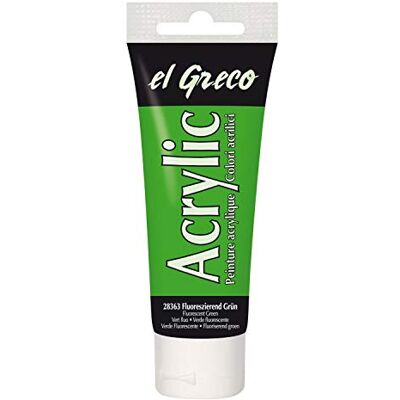 KREUL 28363 El Greco Acrylic, 75ml tuba v fluorescenční zelené, vysoce pigmentovaná, lesklá akrylová barva ve studijní kvalitě, máslově malovatelná, pro pastosové malování KREUL 28363 El Greco Acrylic, 75ml tuba v fluorescenční zelené, vysoce pigmentovaná, lesklá akrylová barva ve studijní kvalitě, máslově malovatelná, pro pastosové malování