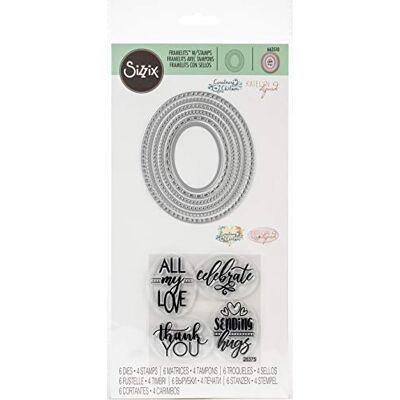 Sizzix Framelits Stanzschablonen-Set mit Stempeln, oval, 6er-Pack, mehrfarbig Sizzix Framelits Stanzschablonen-Set mit Stempeln, oval, 6er-Pack, mehrfarbig