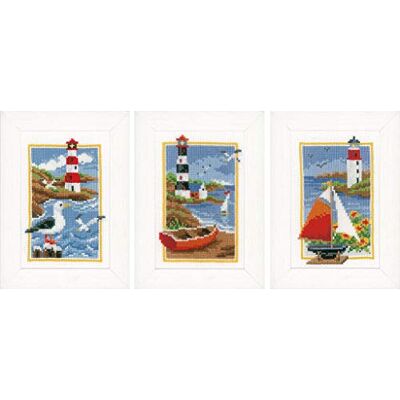 Vervaco Gezählter Kreuzstich Stickpackungen DIY Stickbilder Leuchttürme 3er Wanddekoration Handarbeit Set für Erwachsene Zählmusterpackung ca. 8 x 12 cm Kreuzstichbilder Set Hausdeko Vervaco Gezählter Kreuzstich Stickpackungen DIY Stickbilder Leuchttürme 3er Wanddekoration Handarbeit Set für Erwachsene Zählmusterpackung ca. 8 x 12 cm Kreuzstichbilder Set Hausdeko