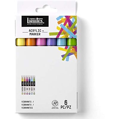 Liquitex 3699247 Professional Paint akrylové barvy, značkovače, umělecké pigmenty k kreslení, malování na papír, plátno, textilie, jemná špička 6 zvýrazňovačů sada živých tónů Liquitex 3699247 Professional Paint akrylové barvy, značkovače, umělecké pigmenty k kreslení, malování na papír, plátno, textilie, jemná špička 6 zvýrazňovačů sada živých tónů