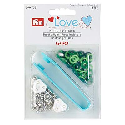 Prym 21 Love bez šití Jersey Ring druky 8 mm zelené, různé Prym 21 Love bez šití Jersey Ring druky 8 mm zelené, různé