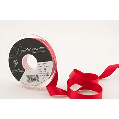 Berisfords 3501 oboustranná saténová stuha, polyester, červená, 15 mm Berisfords 3501 oboustranná saténová stuha, polyester, červená, 15 mm
