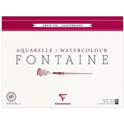Clairefontaine 96417C Malblok, 4stranný lepený akvarelový papír jemný, fontainy/hadry, 42 x 56 cm, 25 listů, 300 g balení, bílé Clairefontaine 96417C Malblok, 4stranný lepený akvarelový papír jemný, fontainy/hadry, 42 x 56 cm, 25 listů, 300 g balení, bílé