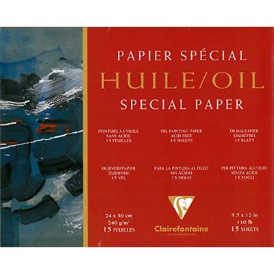 Clairefontaine 96492C Huile blok na olejový papír (4stranně lepený, 25 listů, speciálně vhodný pro olejové barvy, 240 g, 24 x 30 cm) bílý Clairefontaine 96492C Huile blok na olejový papír (4stranně lepený, 25 listů, speciálně vhodný pro olejové barvy, 240 g, 24 x 30 cm) bílý