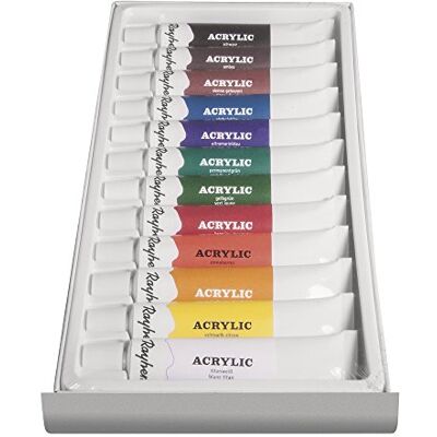 Rayher Sada akrylových barev Hobby 38925000, 12 barev, každá tuba 12 ml, ideální pro klínový rám, papír, lepenku, malířský karton, papírmaché, dřevo, kámen, beton, pro začátečníky a profesionální umělce Rayher Sada akrylových barev Hobby 38925000, 12 barev, každá tuba 12 ml, ideální pro klínový rám, papír, lepenku, malířský karton, papírmaché, dřevo, kámen, beton, pro začátečníky a profesionální umělce