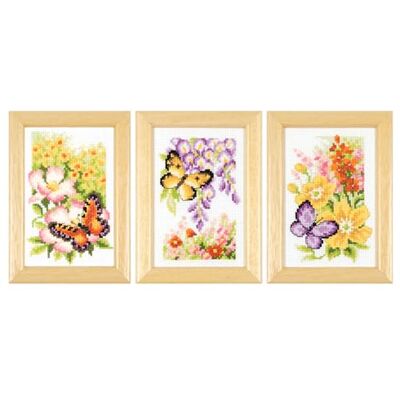 Vervaco Gezählter Kreuzstich Stickpackungen DIY Stickbilder Blumen & Schmetterlinge 3er Wanddekoration Handarbeit Set für Erwachsene Zählmusterpackung ca. 8 x 12 cm Kreuzstichbilder Set Hausdeko Vervaco Gezählter Kreuzstich Stickpackungen DIY Stickbilder Blumen & Schmetterlinge 3er Wanddekoration Handarbeit Set für Erwachsene Zählmusterpackung ca. 8 x 12 cm Kreuzstichbilder Set Hausdeko