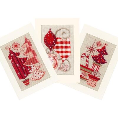 Vervaco Gezählter Kreuzstich Stickpackungen Grußkarten zum Selbstgestalten Weihnachtlich Rot 3er DIY Postkarten Erwachsene Sticken Bastel ca. 10,5 x 15 cm Stickset für Anfänger Kreatives Geschenk Vervaco Gezählter Kreuzstich Stickpackungen Grußkarten zum Selbstgestalten Weihnachtlich Rot 3er DIY Postkarten Erwachsene Sticken Bastel ca. 10,5 x 15 cm Stickset für Anfänger Kreatives Geschenk