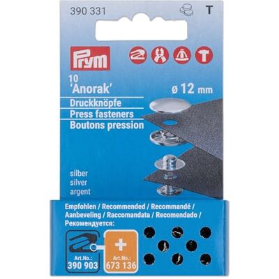 Prym 390331 náhradní balení pro 390330 bez šití druk Anorak, mosaz 12 mm stříbrná, kovová Prym 390331 náhradní balení pro 390330 bez šití druk Anorak, mosaz 12 mm stříbrná, kovová