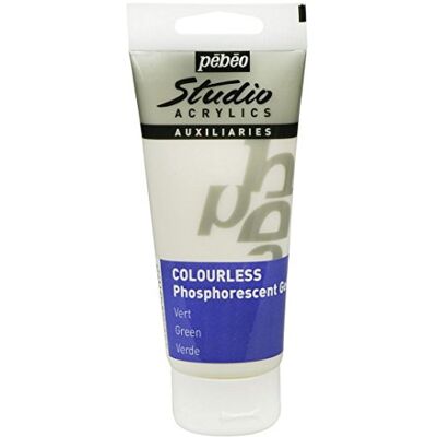 PEBEO Pébéo fosforeskující gelová barva studio, tuba 100 ml, nebarvená, zelená, bezbarvá PEBEO Pébéo fosforeskující gelová barva studio, tuba 100 ml, nebarvená, zelená, bezbarvá