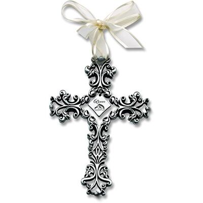 ART Wandkreuz zum 60. Hochzeitstag, 12,7 cm hoch, Metall, Silber, 3L x 0.4W ART Wandkreuz zum 60. Hochzeitstag, 12,7 cm hoch, Metall, Silber, 3L x 0.4W