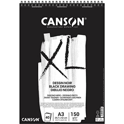 Canson XL Dessin Noir, černý kreslicí blok, DIN A3, 40 listů, 150 g/m² Canson XL Dessin Noir, černý kreslicí blok, DIN A3, 40 listů, 150 g/m²