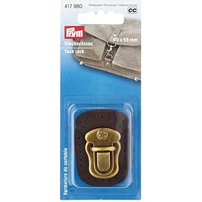Prym 417980 našití hnědý nástrčný zámek, kov/imitace kůže, hnědá, 40 x 55 mm Prym 417980 našití hnědý nástrčný zámek, kov/imitace kůže, hnědá, 40 x 55 mm
