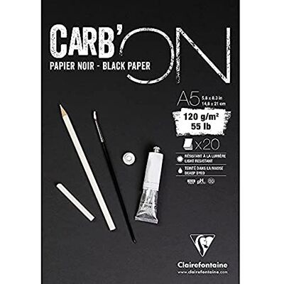 Clairefontaine 975038C kreslicí blok Carb´On (120 g, ideální pro suché techniky, DIN A5, 14,8 x 31 cm, lepený, 20 listů) černý Clairefontaine 975038C kreslicí blok Carb´On (120 g, ideální pro suché techniky, DIN A5, 14,8 x 31 cm, lepený, 20 listů) černý