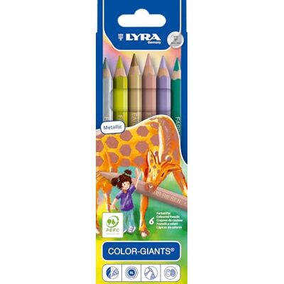 LYRA Barevné obry, dřevěné pastelky, hexagonální, jumbo, lakované, náplň 6,3 mm, kartonové pouzdro, 6 tříděných barev LYRA Barevné obry, dřevěné pastelky, hexagonální, jumbo, lakované, náplň 6,3 mm, kartonové pouzdro, 6 tříděných barev