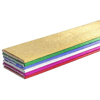 Clairefontaine 911199C Packung mit 6 Rollen Metallkrepppapier (250 x 50 cm, 72 g, ideal für Deko, mit Glanzeffekt) 1 Pack farbig sortiert Clairefontaine 911199C Packung mit 6 Rollen Metallkrepppapier (250 x 50 cm, 72 g, ideal für Deko, mit Glanzeffekt) 1 Pack farbig sortiert