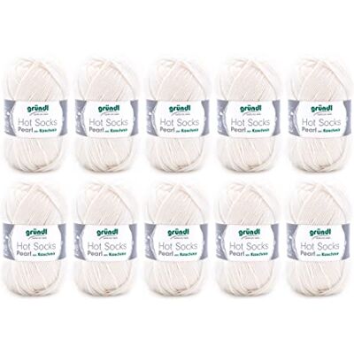 Gründl Hot Socks Pearl uni pletací vlna 10 x 50 g, krémová hebce měkká vlna na ponožky ze 75 % merino vlny 20 % polyamid, 5 % kašmír, 50 g / 200 m, síla jehlic: 2,5 3, 50 g Gründl Hot Socks Pearl uni pletací vlna 10 x 50 g, krémová hebce měkká vlna na ponožky ze 75 % merino vlny 20 % polyamid, 5 % kašmír, 50 g / 200 m, síla jehlic: 2,5 3, 50 g