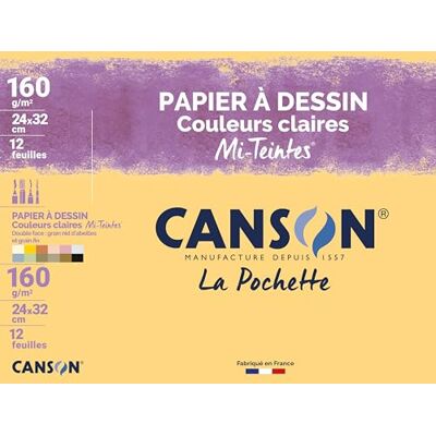Canson 2789-ASS Tasche 12 Blatt Zeichenpapier, 160 g, 24 x 32 cm, verschiedene Pastellfarben Canson 2789-ASS Tasche 12 Blatt Zeichenpapier, 160 g, 24 x 32 cm, verschiedene Pastellfarben