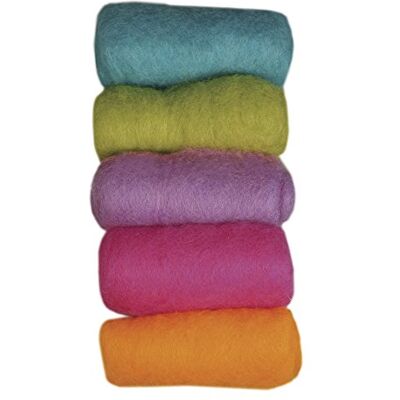 Rayher Hobby 53657000 čistá střižní vlna, rouno, 5 barev à 20 g, letní mix, easy going, zlatá Rayher Hobby 53657000 čistá střižní vlna, rouno, 5 barev à 20 g, letní mix, easy going, zlatá