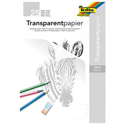 Folia 8050/25 – blok z průhledného papíru, DIN A3, 80 g/m2, 25 listů, bílá průhledná, k obkreslení, kreslení a skicování Folia 8050/25 – blok z průhledného papíru, DIN A3, 80 g/m2, 25 listů, bílá průhledná, k obkreslení, kreslení a skicování