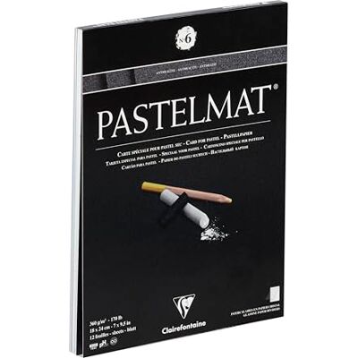 Clairefontaine 96003C kreslicí blok Pastelmat (lepený na hlavě, 12 listů, 18 x 24 cm, 360 g, se 4 transparentními dělicími listy, speciální karton ideální pro pastely a křídy) antracit Clairefontaine 96003C kreslicí blok Pastelmat (lepený na hlavě, 12 listů, 18 x 24 cm, 360 g, se 4 transparentními dělicími listy, speciální karton ideální pro pastely a křídy) antracit